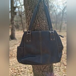 Elegant Black Leather Tote Bag